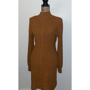 Pink Rose Brown Knit Fuzzy Sweater Dress❤️